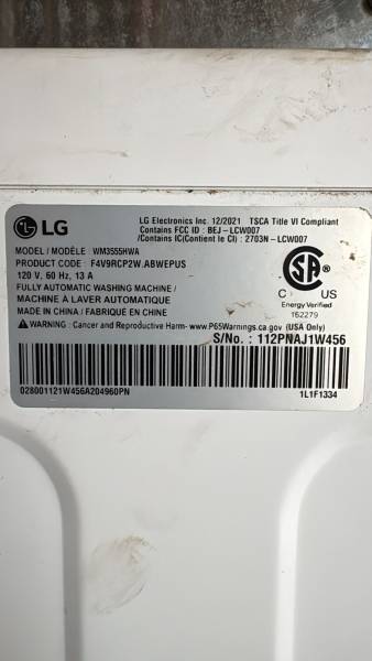 Machine à laver LG WM3555HWA occasion bon état